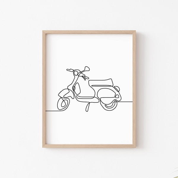 Affiche d'art mural Vespa Motorcycle One Line