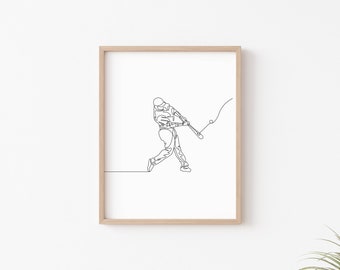 Baseball Sports One Line Wall Art Decor Poster