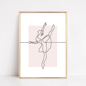 Ballerina Pose Girly One Line Wall Art Poster Print