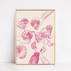 Light Pink Cheers Print - Bar Cart Art, Cocktail Wall Art, Martini Print, Bar Cart Decor, Trendy Wall Art, Cocktail Poster, Bar Cart Sign
