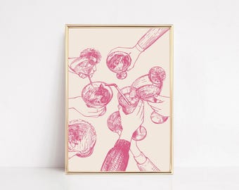 Light Pink Cheers Print: Trendy Bar Cart Art (Digital Download)