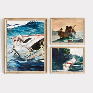 Set of 3 Fishing Print, Fishing Wall Art, Fishing Poster, Lake House Decor, Fly Fish Art, Nautical Wall Art, Fish Print, Coastal Print