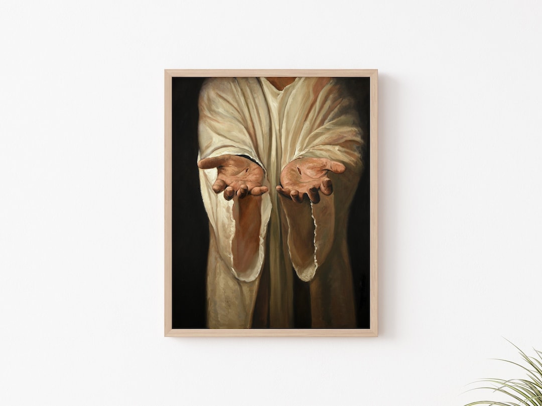 Engraved on His Hands: A Christian Art Print Featuring a Portrait of ...