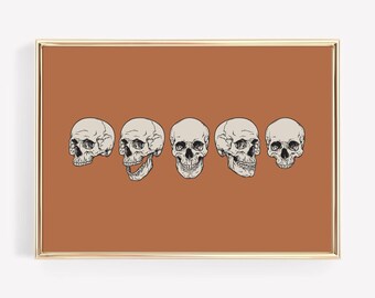 Póster de calavera de Halloween: Arte mural de brujas espeluznantes (descarga digital)