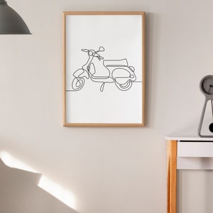 Vespa Motorcycle One Line Wall Art Poster Print image 9