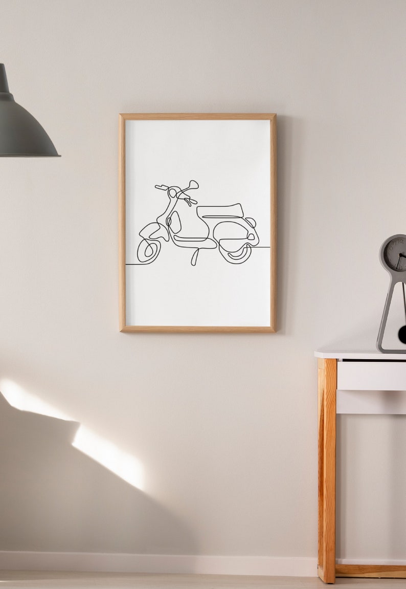 Vespa Motorcycle One Line Wall Art Poster Print image 9