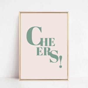 Saliegroen gejuich print - barwagen kunst, cocktailmuurkunst, martini print, barwagen decor, trendy muurkunst, cocktailposter, barwagen bord