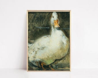 Vintage Duck Painting Print: Farm Nursery Wall Art (Digital Download)