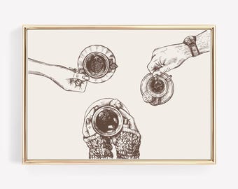 Coffee Cup Hands Art Print: Coffee Bar Poster (Digital Download)