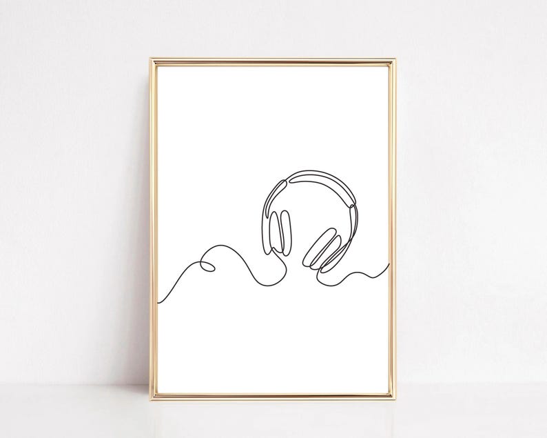 Set of six minimalist one-line digital drawings of pianos, each showcasing unique designs with smooth, continuous lines, ideal for modern music-themed wall art decor.