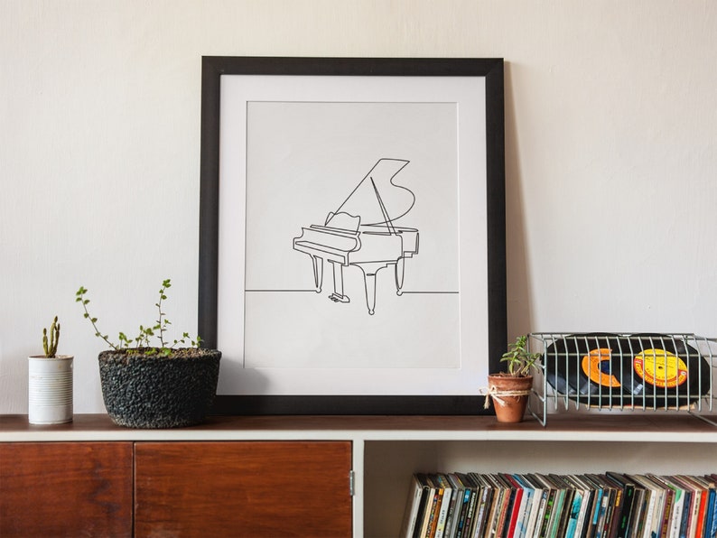 Piano Music One Line Drawing Wall Art Decor Poster - Etsy