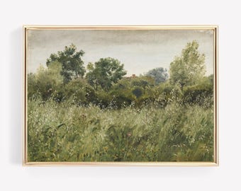 Landschaftsbild Frühling: Französisches Bauernhaus Poster Kunstdruck (Digitaler Download)
