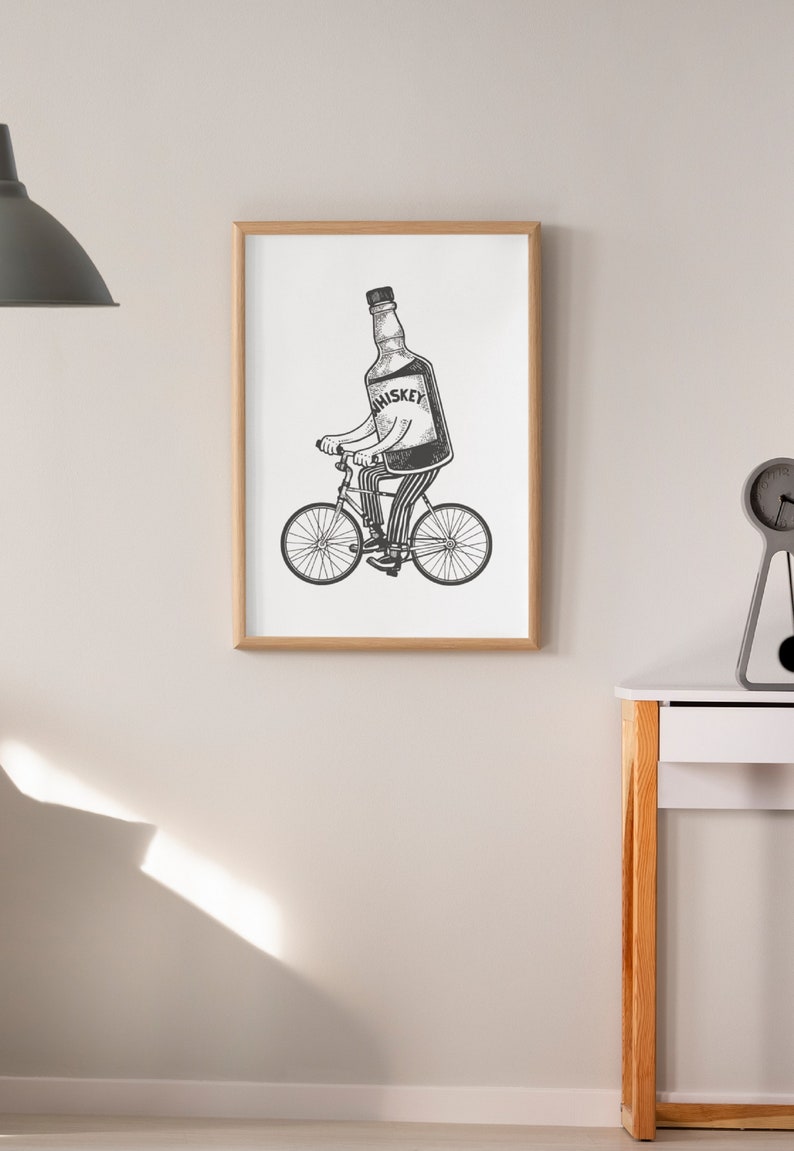 Whiskey Bar Cart Wall Decor Alcohol Art Print Etsy