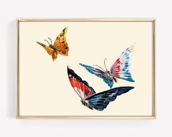 Lámina de mariposa vintage: Arte mural botánico para guardería (descarga digital)