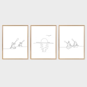 Set of 3 Kayak Canoe Wall Art Decor Poster Print