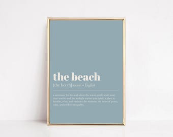 Impresión de definición de playa: Arte tipográfico costero (Descarga digital)