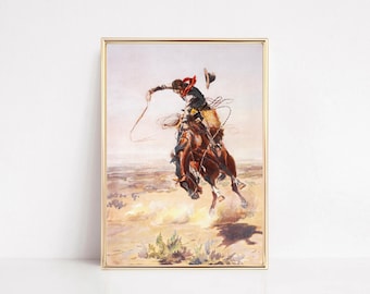 Vintage Cowboy Horse Print: Rustic Western Wall Art (Digital Download)