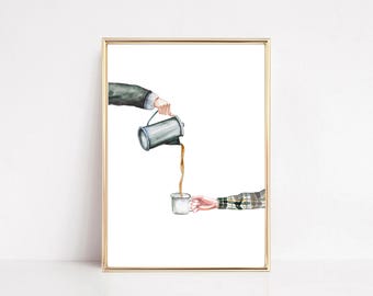 Coffee Pour Bar Wall Art Decor Poster Print