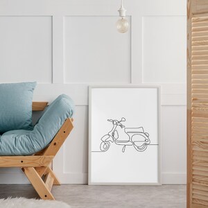 Vespa Motorcycle One Line Wall Art Poster Print image 8