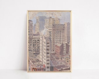 Impresión vintage del horizonte de Nueva York: póster de viaje (descarga digital)