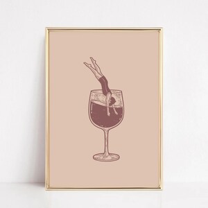 Wijnposter - barwagenkunst, cocktailmuurkunst, cadeau wijnliefhebber, decor barwagen, wijnmuurkunst, barwagenprint, cocktailprint