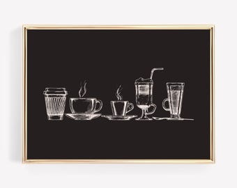 Kaffee Wand Kunst Druck: Kaffee Bar & Küche Poster (Digitaler Download)