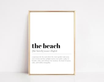 Impresión de definición de playa: Arte tipográfico costero (Descarga digital)