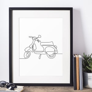 Vespa Motorcycle One Line Wall Art Poster Print image 2