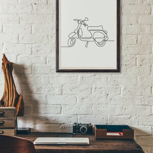 Vespa Motorcycle One Line Wall Art Poster Print image 4