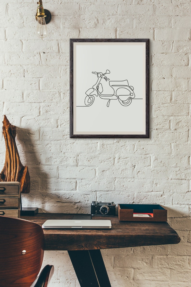 Vespa Motorcycle One Line Wall Art Poster Print image 4