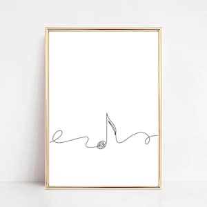 Set of six minimalist one-line digital drawings of pianos, each showcasing unique designs with smooth, continuous lines, ideal for modern music-themed wall art decor.