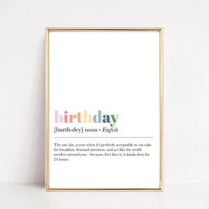 Definizione di stampa di buon compleanno - Arte murale alla moda, poster di compleanno, citazione motivazionale, decorazione per feste, regalo significativo, regalo di compleanno per amici