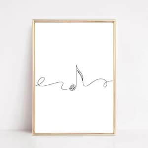 Music Note Music One Line Wall Art Decor Poster