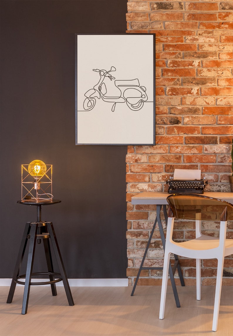 Vespa Motorcycle One Line Wall Art Poster Print image 5
