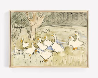 Vintage Duck Painting: Farm Nursery Wall Art (Digital Download)