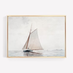 Sailing Poster, Sailboat Print, Nautical Wall Art, Coastal Decor, Lake House Art, Sailing Decor, Vintage Boat Painting