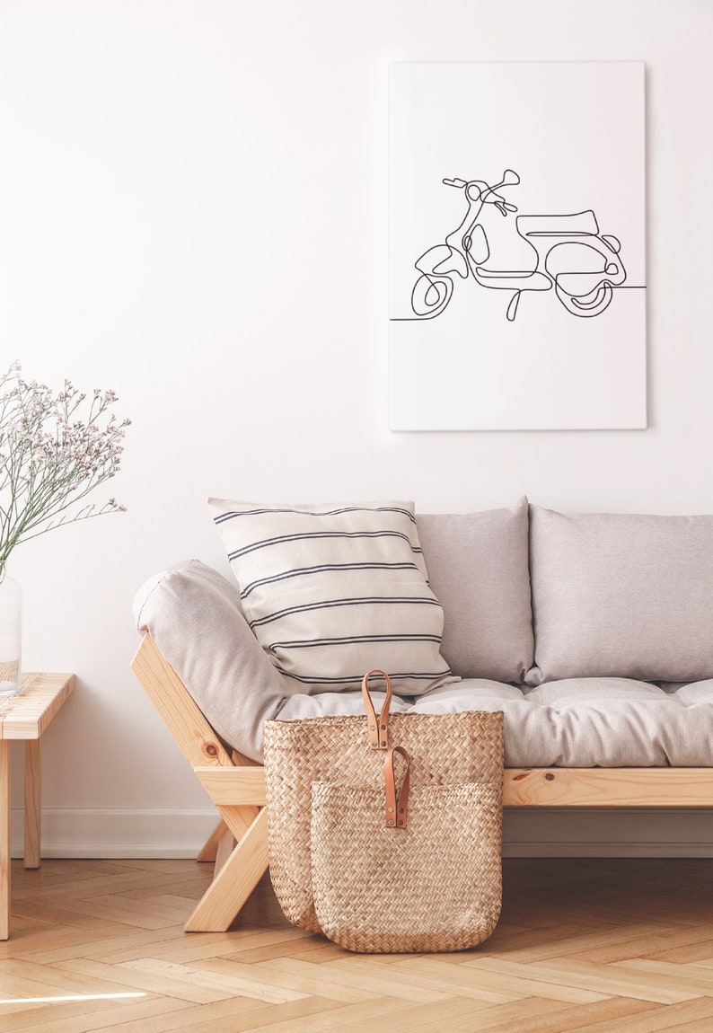 Vespa Motorcycle One Line Wall Art Poster Print image 10