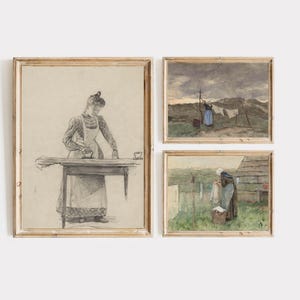 Set of 3 Laundry Art Print , Laundry Room Art, Laundry Decor, Rustic Wall Art, Vintage Oil Painting, Farmhouse Wall Art, Bathroom Print
