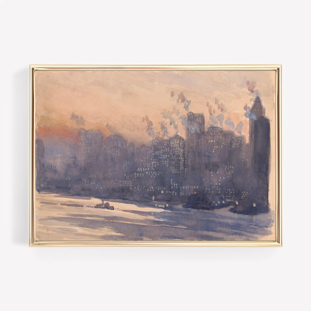Vintage New York City Skyline Print: NYC Travel Poster (digital ...