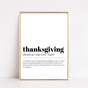 Thanksgiving Definition Druck - Minimalistische Herbst Wand Kunst, Herbst Dekor, Friendsgiving Geschenk, Thanksgiving Poster für saisonale Hosting