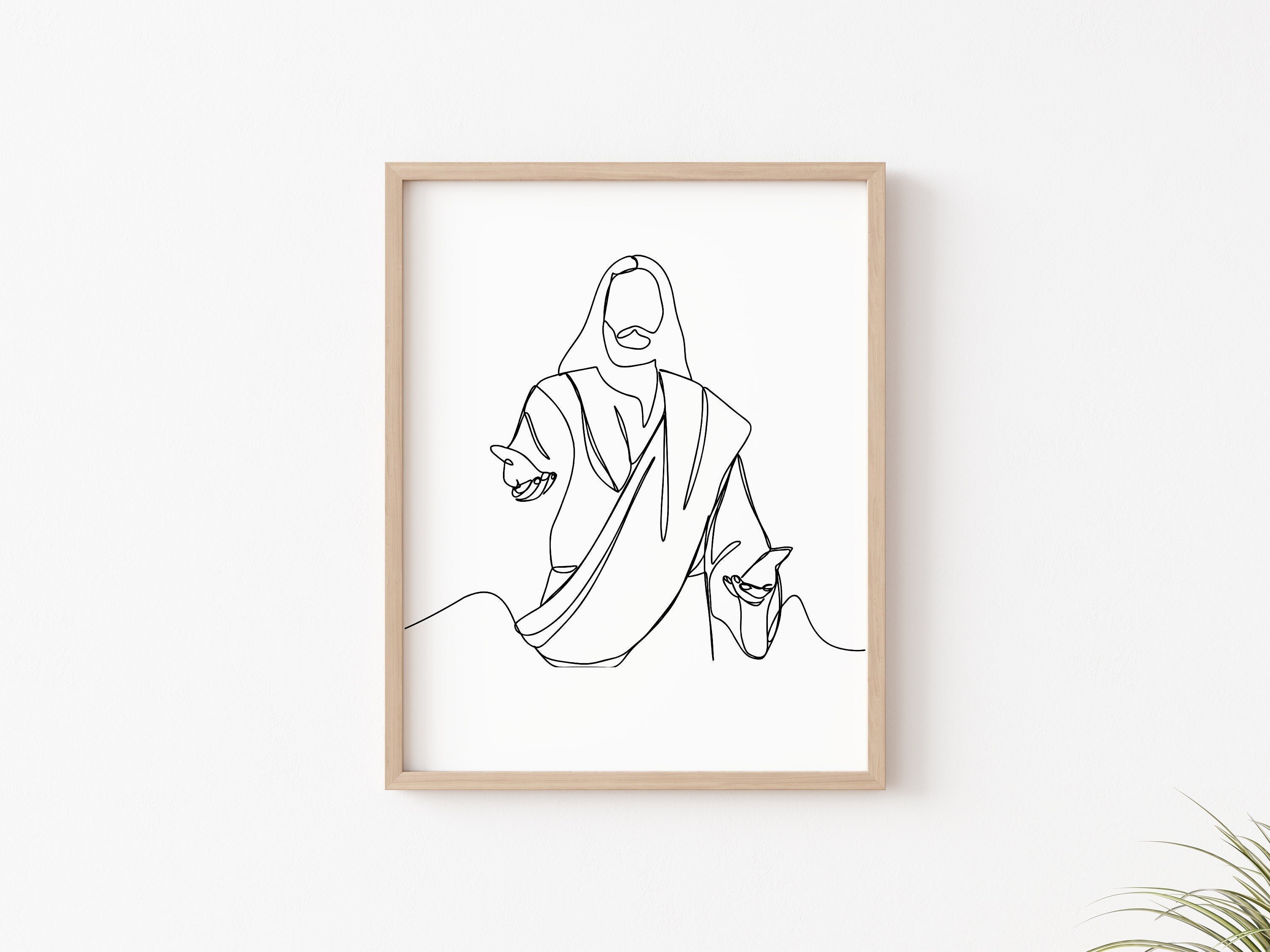 Jesus Portrait LDS Christian Line Art Wall Print - Etsy