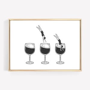Retro Wine Bar Cart Wall Decor Art Print