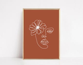 Stampa artistica femminista arancione bruciato: decorazione in terracotta boho (download digitale)