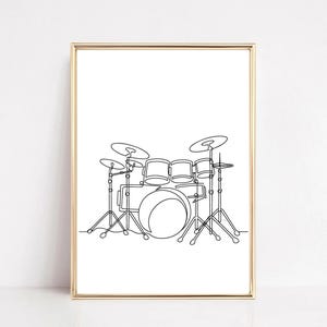 Set of six minimalist one-line digital drawings of pianos, each showcasing unique designs with smooth, continuous lines, ideal for modern music-themed wall art decor.