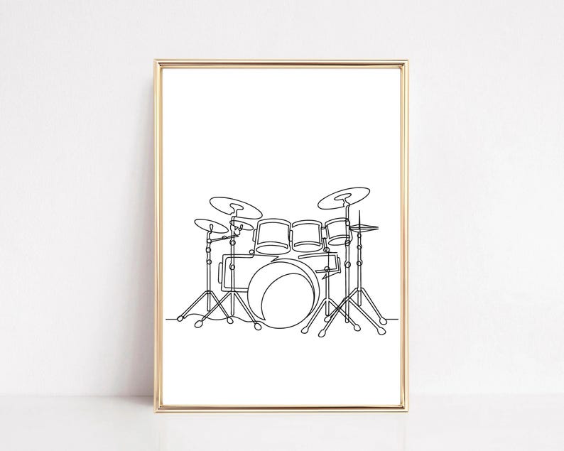 Set of six minimalist one-line digital drawings of pianos, each showcasing unique designs with smooth, continuous lines, ideal for modern music-themed wall art decor.