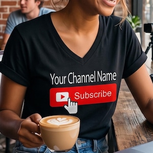 Custom Subscribe Shirt, Personalized Channel Name Tee, Content Creator Merch, Vlogger Sweatshirt, Streamer Photo Shirt Gift