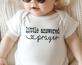 Answered Prayer Baby Coming Home Bodysuit, Christian Newborn Outfit, Faith Baby Shower Bodysuit Gift, Unisex Infant Romper