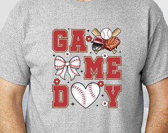 Softball Game Day T-Shirt, Baseball Heart Tee, Sports Mom Shirt, Baseball Season Shirt, Game Day Vibes Tee, Baseball Lover Gift Shirt,