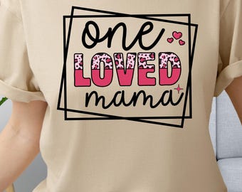 One Loved Mama Shirt, Cozy Leopard Print Crewneck, Mama Shirt for Women, Funny Mom T-Shirt