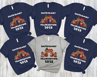 Custom Family Thanksgiving Turkey T-Shirt, Matching Fall Outfits 2026, Turkey Day Matching Tees, Fall Holiday Dinner T-Shirts